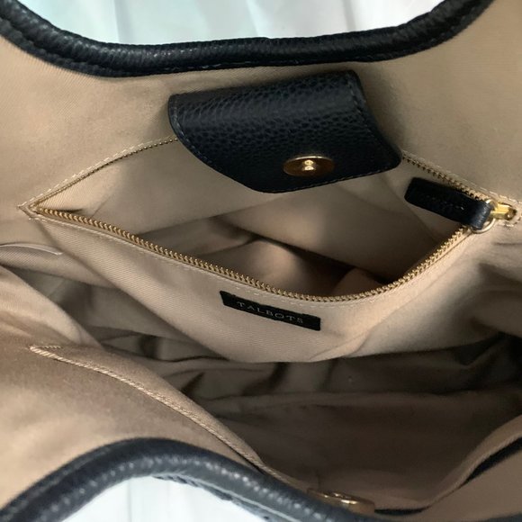 Talbots Navy Weave Handbag with Chunky Rope Handle EUC - Picture 6 of 16